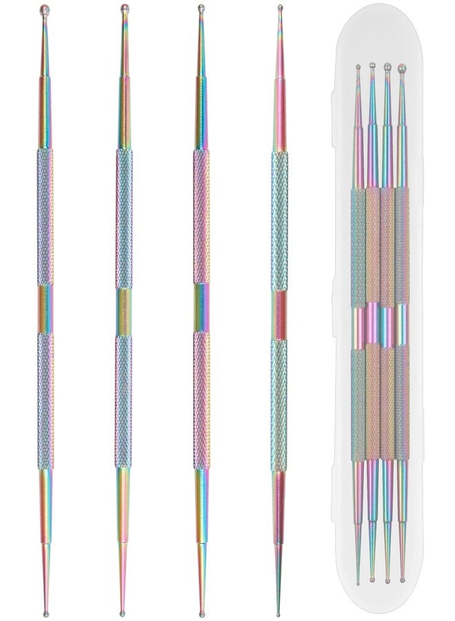 Foyods Nail Dotting Tool, 4 PCS Professional Nail Art Dotting Tool Ball End Nail Dotting Tool for Painting Nail Design Pattern Embossing，Art Dot Tools - Image 1